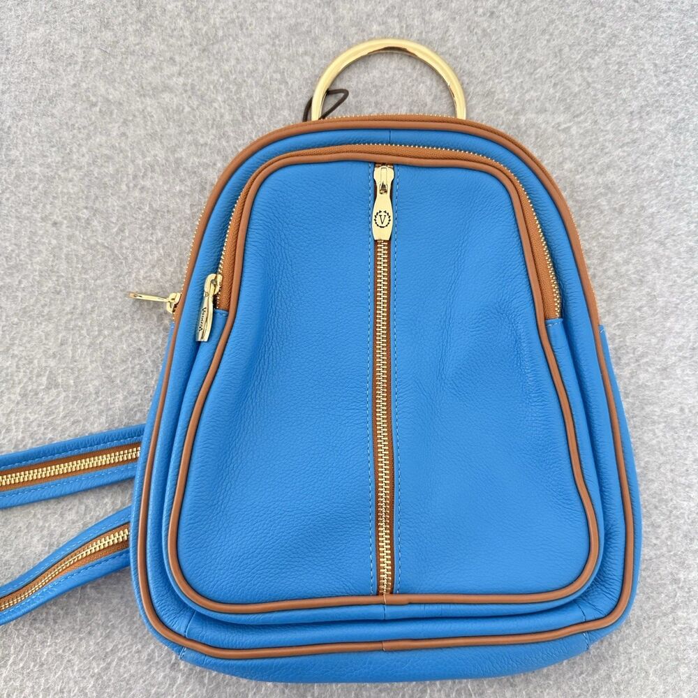 Valentina Italy Genuine Leather Handbag  Blue Aqua Purse Backpack NWT